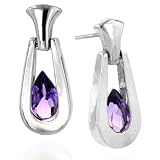 Sterling Silver Pear Shape Amethyst Earrings