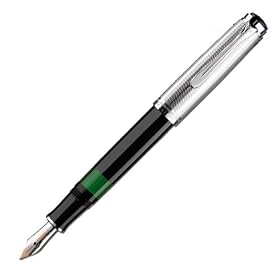 Pelikan M420 Black w  Silver Cap Fountain Pen w  Extra Fine Nib