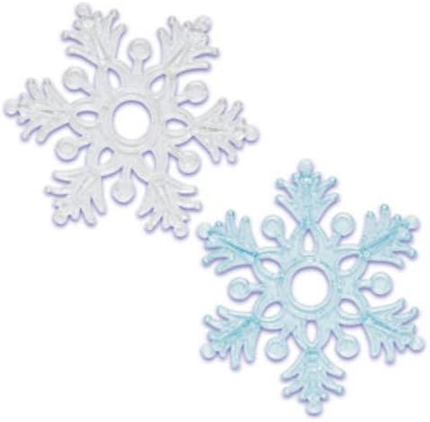 Snowflake Frozen Glitter Plastic Cake Topper Decoration - Set of 2 {Blue & White}