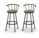 IMAGE OF Golden Zebra Print Black Metal Bar Stools