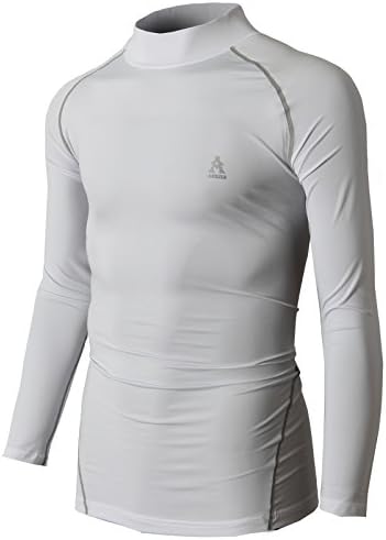AERIES Men's Functional Activity Turtle-Neck Long-Sleeve T-Shirts WHITE US L/Asia XXL (KMTTL0194)