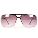Designer Wide Aviator Rapper Metal UV Sunglasses Silver Tone Frame with Purple Smoke Lens