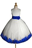 NEW Ivory/royal Blue Flower Girl Pageant Easter Dress Sz 2 to 12 - Same Day Shipping. Orders Arrive in 3-5 Business Days