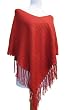 Handmade Lightweight Poncho in Cotton/Acrylic Mixed Yarn - Terracotta Coral (Hand-crocheted Border/one Size Fits Most)