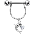 Crystalline Gem Diving Dolphin Nipple Ring