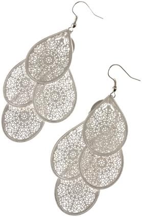 THE JEWEL RACK PATTERNED TEARDROP CLUSTER EARRINGS (Silver)