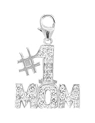 14K White Gold Diamond #1 Mom Charm
