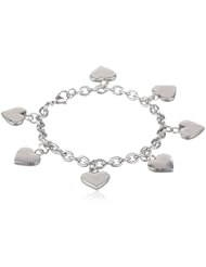 Womens Multiple Heart Charms in Stainless Steel Bracelet