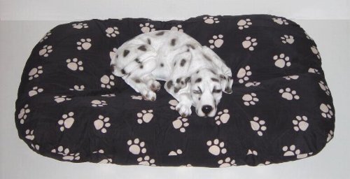 dog cushion-dog bed 35'' x 24'' in black with white paws #2007-462
