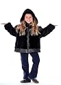 Childrens Hooded Black Mink Jacket