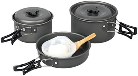 GlobalHouse Portable Non-stick Cooking Pot Set for Camping Picnic, Convenient Campfire Cookware Utensil (SP0212)