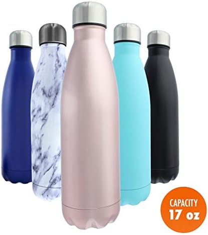Stainless Steel Water Bottle + Bonus Cleaning Brush! Best for Cold or Hot Drinks. Hydro Vacuum seal with metal insulated double walled flask, BPA Free Warm for 12 Hours Cold for 24 (Pink Shimmer 17Oz)