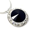 Framed Jet Black Swarovski Crystal Pendant Necklace Fashion Jewelry