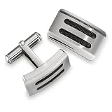 STEL Stainless Steel Black Cable Inlay Cufflinks