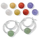 6 - Pc. Interchangeable Jade Sterling Silver Earring Set - B0000AGSUP