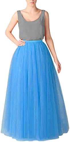 Dobeans Tulle Long Skirt Rock Elastic Waist Tutu Princess Skirts for Women 110CM