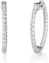 14k White Gold 0.98 Ctw Diamond Hoop Earrings
