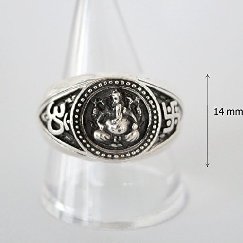 Sterling Silver ring "Lord Ganesh (Om - Swastika)"Rich and Luck Good Business.,Size :8 (No.20)