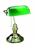 Lite Source LS-224AB Banker 14-1 2-Inch 60-Watt Banker's Lamp with Green Glass Shade - Antique Brass