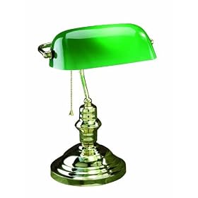 Lite Source LS-224AB Banker 14-1/2-Inch 60-Watt Banker's Lamp with Green Glass Shade, Antique Brass