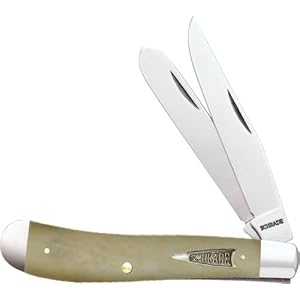 Schrade 94WB Old Timer Gunstock Trapper Knife with Clip and Spey Blades, White Bone Handle by 