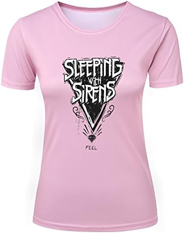 Female Sleeping with Sirens Comfortable T-shirt in Pink Poly Cotton made by Puretwt
