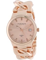 Akribos XXIV Womens AK608RG Impeccable Diamond Swiss Quartz Twist Chain Bracelet Watch