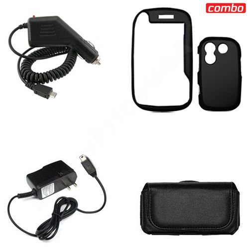 Samsung CORBY MATE B3310 Combo Rubber Feel Black Protective Case Faceplate Cover + Rapid Car Charger + Home Wall Charger + Black Horizontal Leather Pouch for Samsung CORBY MATE B3310