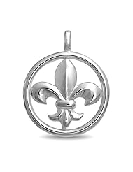 Bling Jewelry 925 Sterling Silver Fleur De Lis Pendant Disc
