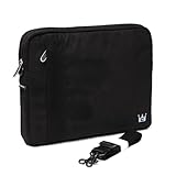 Sony Vaio X 11.6 Netbook CaseCrown Faux Suede Protective Sleeve with Shoulder Strap and Pocket (Black)
