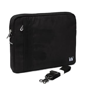 CaseCrown Faux Suede Protective Sleeve with Shoulder Strap and Pocket (Black) for the Apple iPad