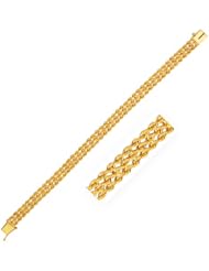 7.5mm 14K Yellow Gold Three Row Rope Bracelet
