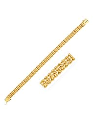 7.5mm 14K Yellow Gold Three Row Rope Bracelet