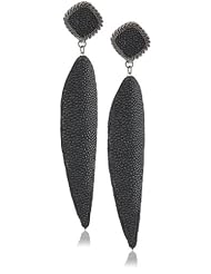 Annie Hammer Jewelry Black Sting Ray Leather Earrings