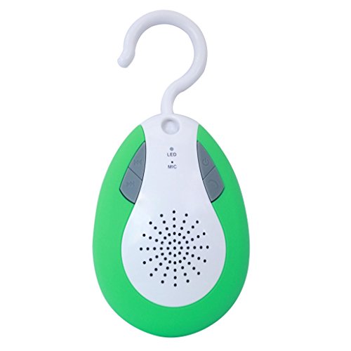 ALG Tech Hybrid Waterprof Wireless Bluetooth Shower Speaker with Hook Handle, Auto FM, Shower Radio Compatible with All Bluetooth Devices, iPhone 5 Siri Samsung HTC and Android Devices(Green)