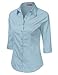 LA BASIC Womens 3/4 Sleeve Button Down Point Collared Shirts (S-3XL)