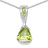0.80 Carat Genuine Peridot Sterling Silver Pendant