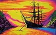 Sunset Bay Ship Blacklight Poster