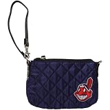 MLB Cleveland Indians Ladies Navy Blue Wristlet Quilted Purse