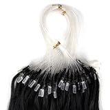 Amazing Sale 20 Inch 100 Strands 0.5g/s Remy Loops Micro Rings Beads Tipped Human Hair Extensions#01 - Jet Black