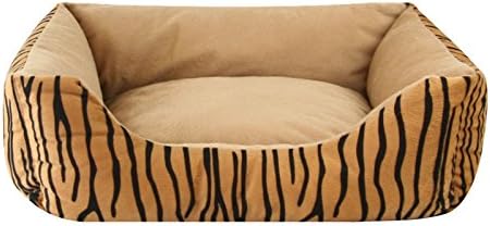 MULTIGOOD Big Pet Bed Lux Plush Rectangular Quality Dog Bed Removalbe Washable Cover Zippered, Tiger, Medium