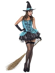 Sexy Hexe Halloween Damenkostüm türkis schwarz S