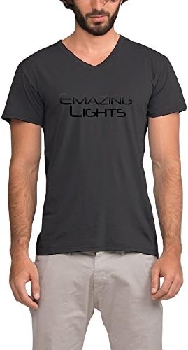 Emazing Lights DJ Sound Activated Light Up Rave Men V Neck Short Sleeve Tshirt