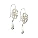 14K White Gold ''Flower Drop'' Hook Earrings