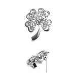 SG Paris Mini Brooch Rhodium + Crystal Transparent/Crystal Brooch Brooch Strass Crystal/Metal Summer Teenager City Girl Fashion Jewelry / Hair Accessories Clover