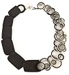 Necklace: Carved Half Circles/Half Black