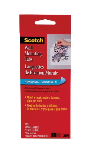 Scotch Wall Mounting Tabs, 1/2 inch x 3/4 inch Tabs, 48 Pack, (7220)