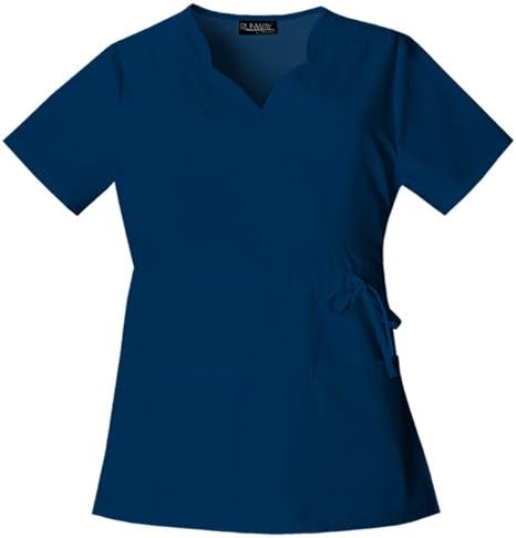 Cherokee Fashion Solids Mock Wrap Embroidered Tops