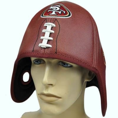 NFL San Francisco 49ers Reebok Football Shaped Helmet Head Faux Leather Hat Cap