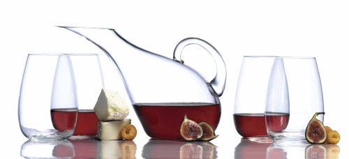 Luigi Bormioli Michelangelo 5-Piece Stemless Wine Set, Decanter with 4 Glasses